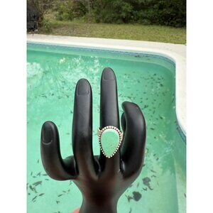 Artisan Royston Turquoise Sterling Silver Adj Statement Ring Southwest closed bk
